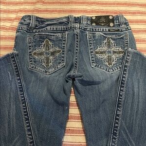 Miss Me Blue Boot Cut Jeans with Embroidery